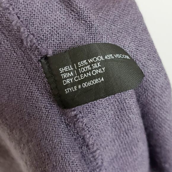 Club Monaco 100% Silk Ruffle Trim Knit Sleeveless Top Dark Lavender Size Medium - Picture 8 of 10